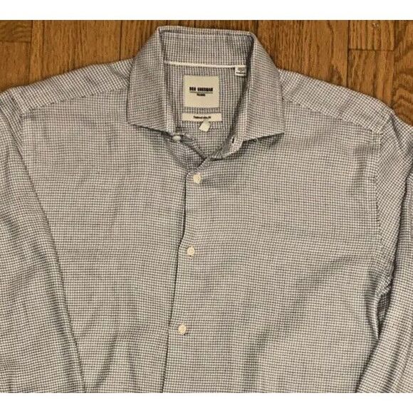 BEN SHERMAN  MENS SHIRT ‎ size L Light BLUE WHITE CHECKED - Picture 1 of 6
